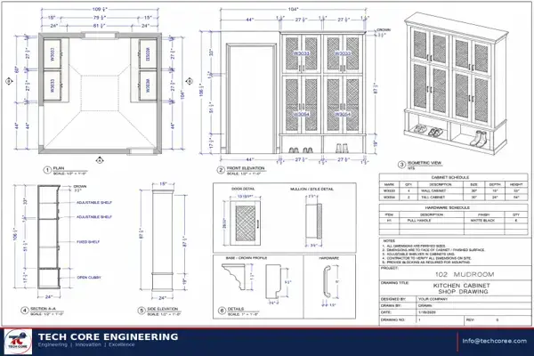 Kitchen Cabinet Shop Drawing