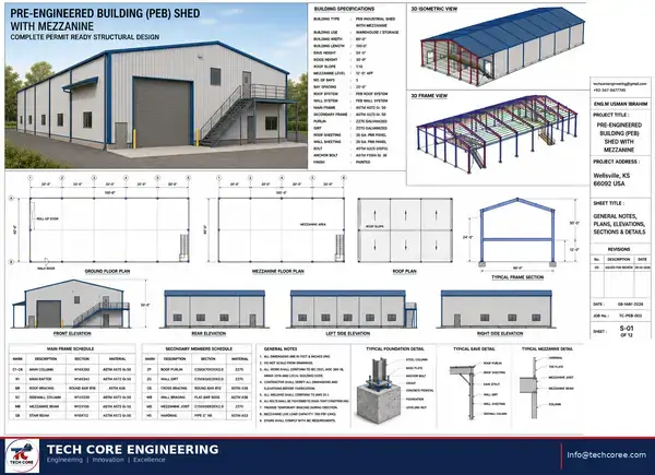 Pre-Engineered Building PEB Shed with Mezzanine