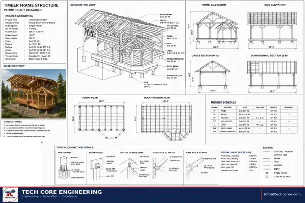 Timber Frame 1-Story Cabin